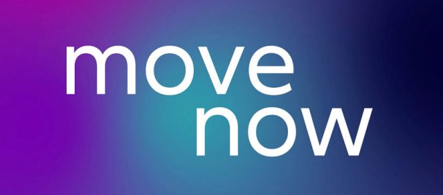 MoveNow letters on colorful gradient background
